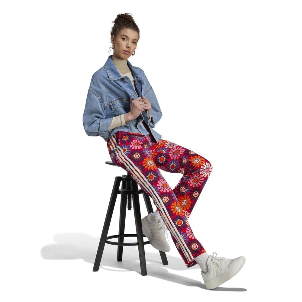 FARM Rio Floral Track Pants - Red and Pink